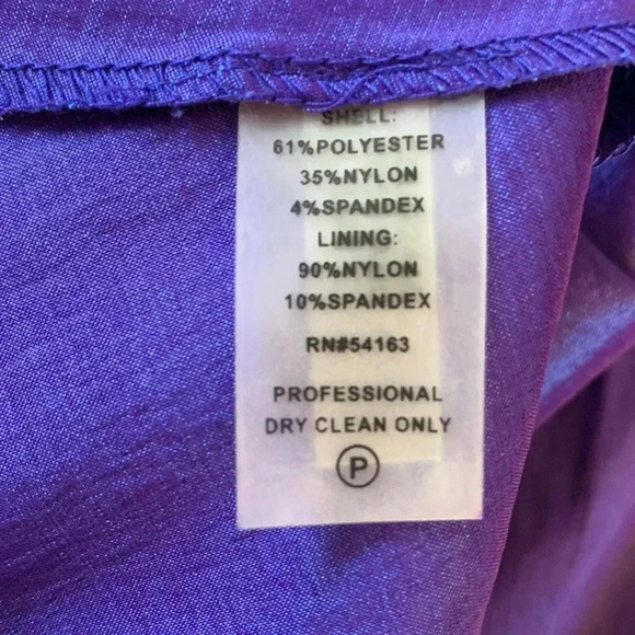 Calvin Klein Dress 12 Blue Purple Iridescent Taffeta Cocktail Party Wrap Front - Picture 9 of 9
